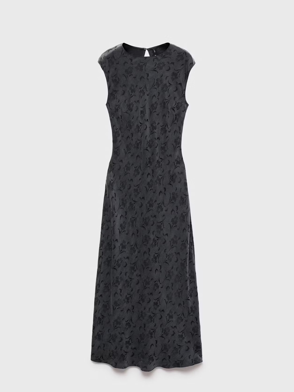 Nwt Mango Satin Floral Charcoal Jacquard Maxi Dress